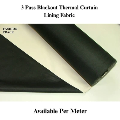 3 Pass Nightshade Blackout Thermal Curtain Lining Fabric 140cm Wide Material - Image 1 of 4