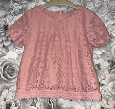 Girls age 9 (8-9 years) Next Short Sleeved Top - Pink Lace Top Layer
