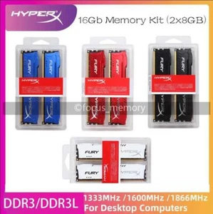 HyperX 16GB Memory Kit (2x8GB) DDR3/DDR3L 1333 1600 1866 MHz DIMM Desktop 240Pin - Picture 1 of 14