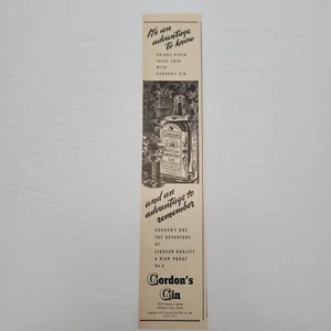 Gordons Gin 1940 es una aventura saber y recordar anuncio impreso vintage - Imagen 1 de 1