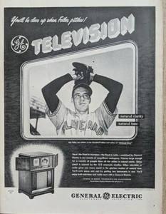 1947 Allgemeines elektrisches Fernsehen Druck Ad. Mit Bob Feller - Bild 1 von 1