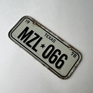 PLACA DE IDENTIFICACIÓN DE BICICLETA VINTAGE TEXAS 1978 MZL 066 LP7 - Imagen 1 de 8