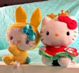 2 Sanrio HELLO KITTY Plush NWT Ty CHRISTMAS Suit & Jakks Pacific EASTER BUNNY - Picture 1 of 12