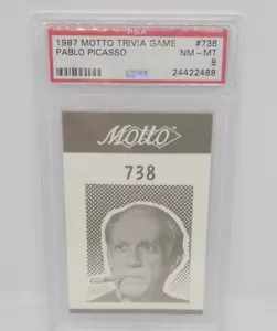 Picasso 1987 Motto Trivia Game Trading Card Artist PSA 8 POP 1 None Higher 1/1 - Picture 1 of 2