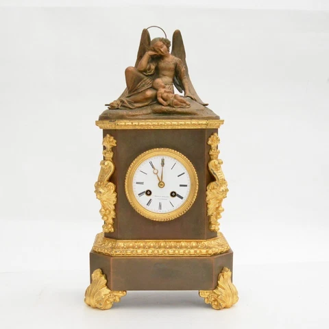 Antique Gilt Patinated Pendulum Pedestal Figurine Sculpture Old 19th Century Cover