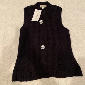 Cárdigan Suéter Negro Sin Mangas Serenata Dos Botones Talla XL Grupo Sombra de Mediodía - Imagen 1 de 6