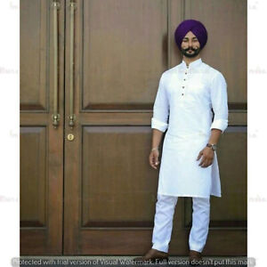 Men's Shirt Kurta Cotton Indian PunjabiClothing Dress Men Long Kurta With Pajama
