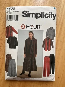 Simplicity 2 Horas Patrón 8805 Top Falda Pantalones Bufanda Talla Grande 18W-24W Sin Cortar - Imagen 1 de 2