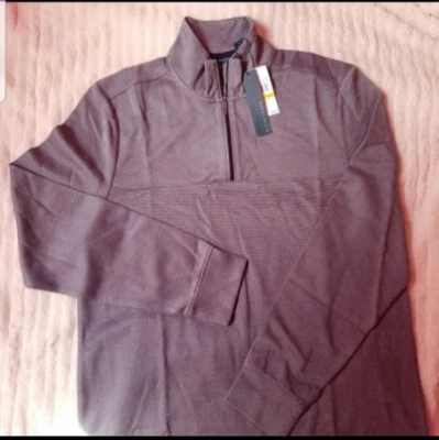 NEW PERRY ELLIS 1/4  ZIP UP SWEATER TOP GREY NWT MENS NEW WITH TAGS - Image 1 of 4
