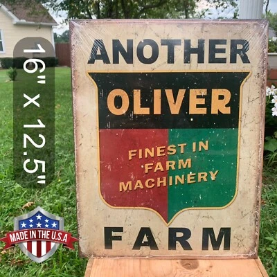 Otro Oliver Finest Maquinaria Agrícola Tractor Estaño Metal Letrero Pared Garaje Clásico  Foto 1 de 2