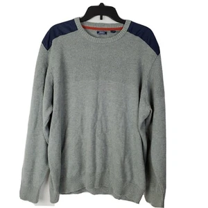 IZOD Men's XXL Crew Neck Sweater Gray with Navy Shoulder Patch - Picture 1 of 7