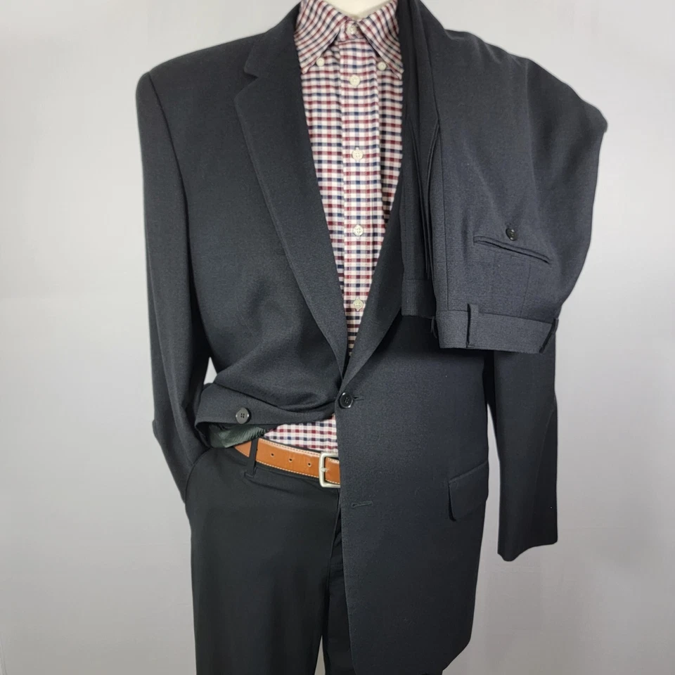 Pantalón de traje para hombre Calvin Klein 2 piezas CH negro a cuadros lana mezcla de nailon talla 44L 37x30 Foto 1 de 4