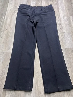 Calça Wrangler Vintage 35x34 Azul Marinho Escuro Vestido de Poliéster Calças Casuais 82NV - Imagem 1 de 4