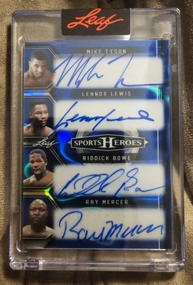 2024 Leaf H4-8 MIKE TYSON LENNOX LEWIS RIDDICK BOWE RAY MERCER Auto 1/1 - Image 1 of 2