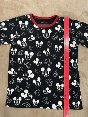 Disney Store Mickey Mouse Boys Short Sleeve Shirt Black White Red Trim Sz 10/12 - Image 1 of 4