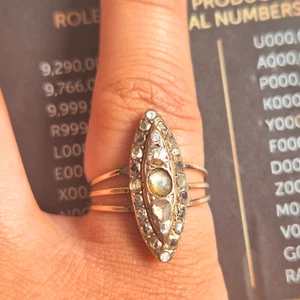 9ct Gold Marquise Diamond Ring 9K Yellow Gold Natural Real Diamond Cluster Ring - Picture 1 of 2