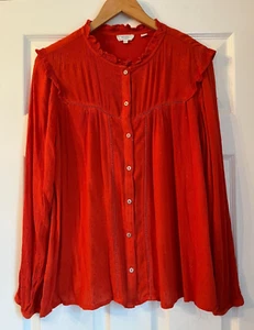 Fat Face Womens Spiced Orange Long Sleeve Blouse 12 - Picture 1 of 3