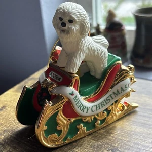 The Danbury Mint 1st Annual Bichon Frise SANTA'S HELPER 2006 Adorno de Navidad - Imagen 1 de 9