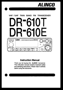 Alinco DR-610 T E Transceiver Instruction Manual 75 Pages Operating Guide - Picture 1 of 3
