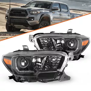 Juego faros izquierda+derecha LED DRL negros para Toyota Tacoma 2016-2022 - Imagen 1 de 9