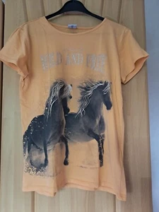 Neues oranges Shirt 158-164, Pferdemotiv mit Glitzereffekt Page on Young - Bild 1 von 1