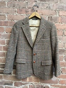 Vintage Polo Ralph Lauren Tweed Jacket Sz 14 100% Wool Leather Buttonry, Fall 81 - Picture 1 of 12