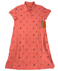NIKE Womens Paris Polo Printed Tennis Dress Pink Size Medium All Over Print NWT