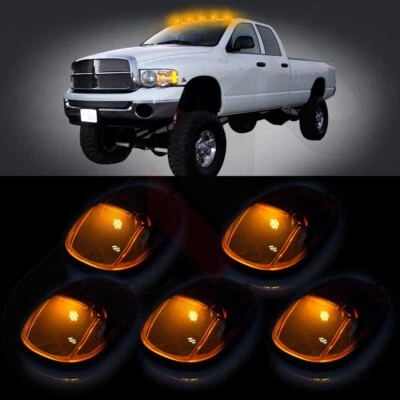 Pack of 5 for 99-02 Dodge Ram Cab Marker Light Amber Lens + T10 8-3020 Led Bulbs - Image 1 of 4