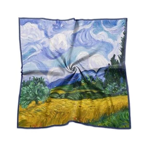 Silk Feeling Scarf 27.5 Inches Large Square Satin Head Hair Wrap Sleeping Fas... - Picture 1 of 7