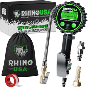Digital Tire Pressure Gauge with Inflator (0-200 PSI) - Heavy Duty Air Chuck and - Picture 1 of 12