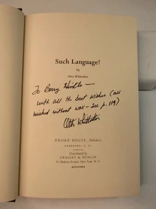 SUCH LANGUAGE By Otto Whittaker (Signed) Stated 1st Edition 1969 HC - Picture 1 of 15