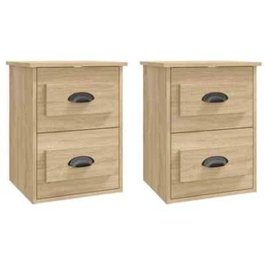 2x Wall Floating Wooden Bedside Tables Drawers Storage Side Cabinets Nightstand - Picture 1 of 11
