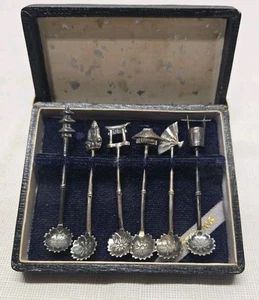 Vintage Japanisches Sterlingsilber Demitasse Set mit Gravur Schalen 6er Set - Bild 1 von 7