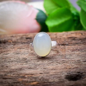 Prodigar Aqua Calcedonia Gema 925 Plata de Ley Hecho a Mano Anillo Amor Para Su - Imagen 1 de 5