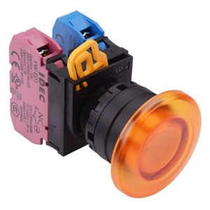 IDEC Bernstein 22 mm Pilz momentaner Druckknopfschalter 1NO-1NC IP65 YW1L-M4E11Q0A - Bild 1 von 1