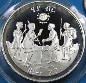 Ethiopia 20 Birr .925 Silver Proof Coin, 1979 - 1980 Year of the Child KM-54