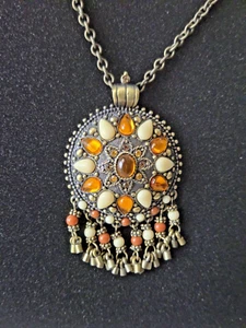 Vtg Joan Rivers Boho Medallion Marrakesh Pendant Chain Fashion Statement - Picture 1 of 14