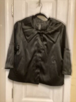 Elegante Mujer Plisado Manga 3/4 Cuello Damas Seda Satén Top Forrado Bolsillos S/C Foto 1 de 4