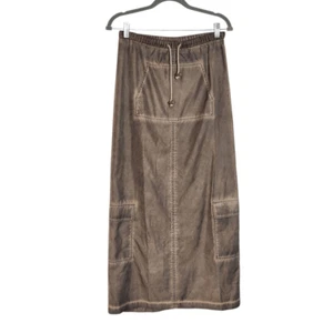 Fashion Nova Brown Washed Nylon Maxi Skirt NWT Size Small Brown Maxi Cargo Skirt - Picture 1 of 12
