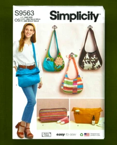 NEW Slouch Bags Sewing Pattern-Purse Organizer & Cosmetic Case-Simplicity 9563 - Picture 1 of 5
