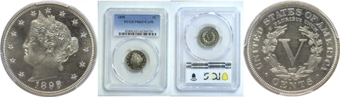 1898 Liberty Nickel PCGS PR-63+ CAM Cover