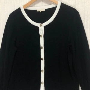 Cardigan retrology maglione bottoni davanti bordo bianco e nero taglia donna taglia M - Foto 1 di 7