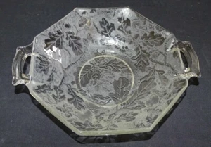 Fostoria EE. UU. Brocado Hoja de Roble Bellota Cuenco Vidrio Corte Cristal - Imagen 1 de 2