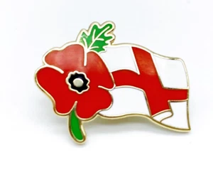 St. George Cross With Red Poppies Pin Badge Brooch Veteran Military Solider - Picture 1 of 5
