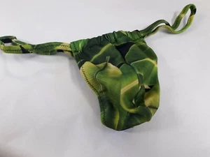 Mens Custom Swimsuit Handmade New Leaf print Slider thong size xl Jungle Green - Picture 1 of 1
