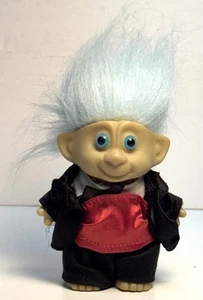 Troll 5" Doll Blue Hair, Blue Eyes, Blue Hair In Tuxedo - Picture 1 of 8