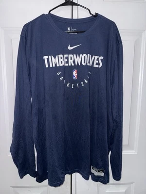 Nike Dri Fit NBA Minnesota Timberwolves Blue Long Sleeve T-Shirt 3XL - Image 1 of 4
