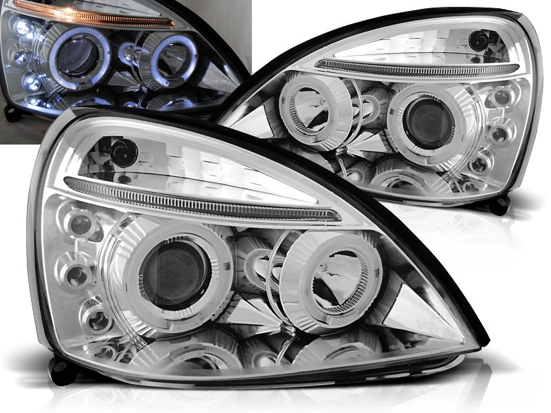 Faros para RENAULT CLIO II 2001 2002 2003 2004 2005 Angel Eyes Cromo LHD Foto 1 de 1