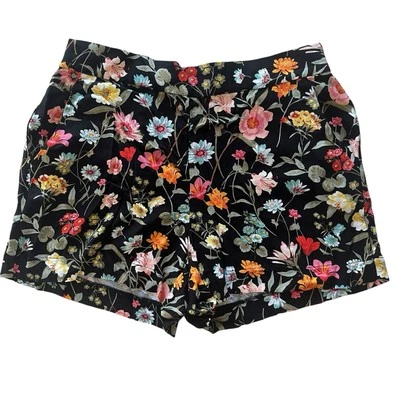 Pantalones Cortos Florales LOFT Para Mujer Talla M Negros Multicolor Pradera Viscosa Bolsillos Delanteros Foto 1 de 4