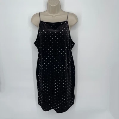H&M NUEVO Vestido Para Mujer Plateado Tachonado Correa de Espagueti Terciopelo Talla XL Negro, Plateado Foto 1 de 4